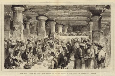 The Royal Visit to India, the Prince of Wales Dining in the Caves of Elephanta, Bombay